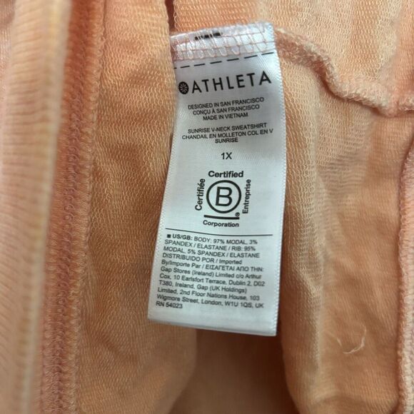 Athleta Sweatshirt Womens 1X Orange Scoop Neck Stretch Pullover Blouse - Picture 8 of 9